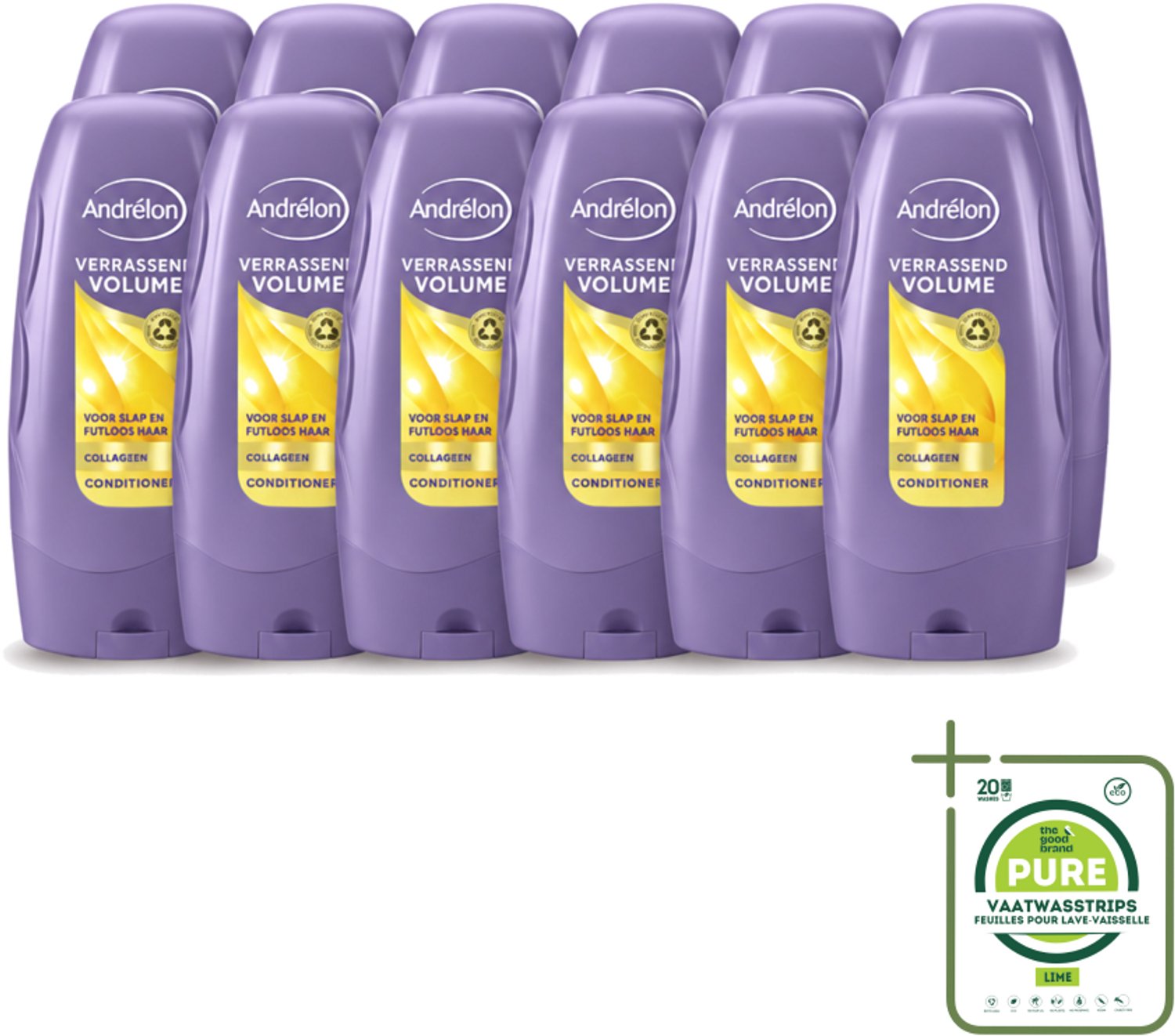 12 x Andrélon - Verrassend Volume - Conditioner - Luchtig & Vol Haar - 250 ml - Grootverpakking - Vaatwasstrips - Volume - Haarkleur - Haartype - Haartype - Haartype