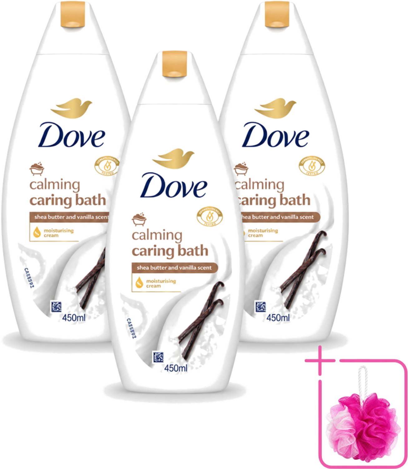 3 x Dove – Badcrème – Sheaboter & Vanille – 450 ml - Bulkverpakking - Badcrème - Douchemop - Sheaboter