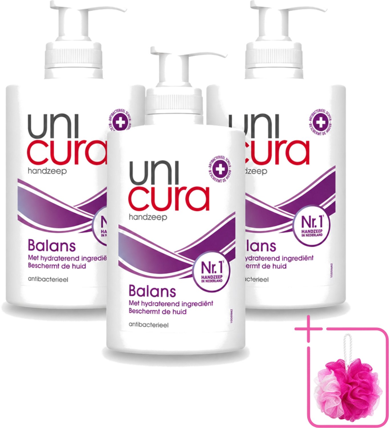 3 x Unicura - Vloeibare Handzeep - Anti Bacterieel - Balans - 250 ml - Bulkverpakking - Handzeep - Douchemop - Antibacterieel