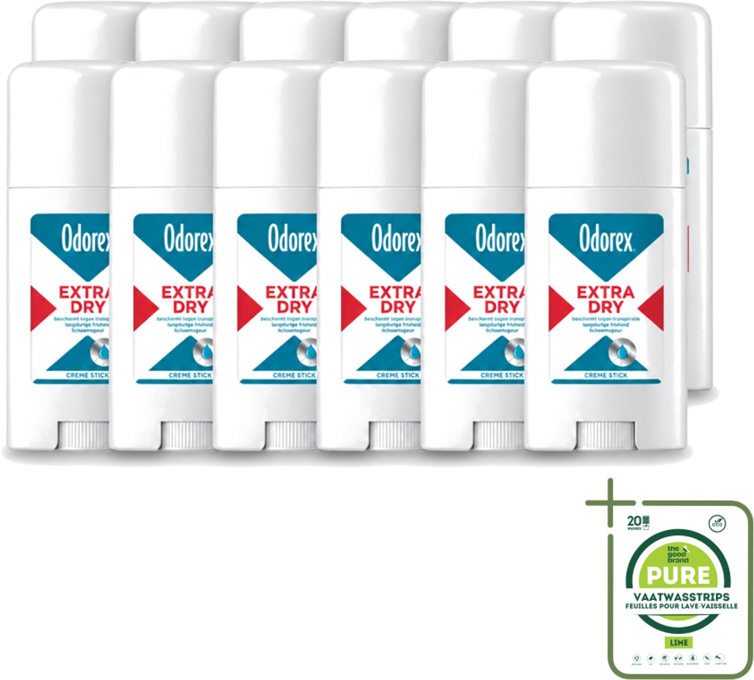 12 x Odorex - Deodorant Stick - Extra Dry - Intens Droog - Zonder Parfum - 40 ml - Grootverpakking - Geurloos - Droog - Anti-zweet - Zweetvermindering - Huidvriendelijk