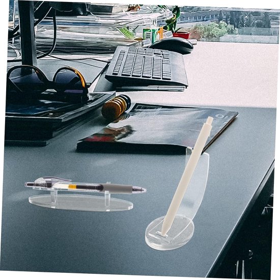 2stuks Acryl Pen Display Rek Met Makeup Borstels Houder Transparante Organisator Voor Bureau Geschikt Voor Thuis Kantoor Nagelsalon Random Stijl — afbeelding 4