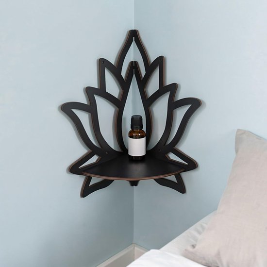 2 Stuks Houten Drijvende Lotus Hoekplank Wandrek Decoratieve Opbergruimte voor Slaapkamer Woonkamer Uniek Bloemvormig Ontwerp voor Kleine Ruimtes — afbeelding 5