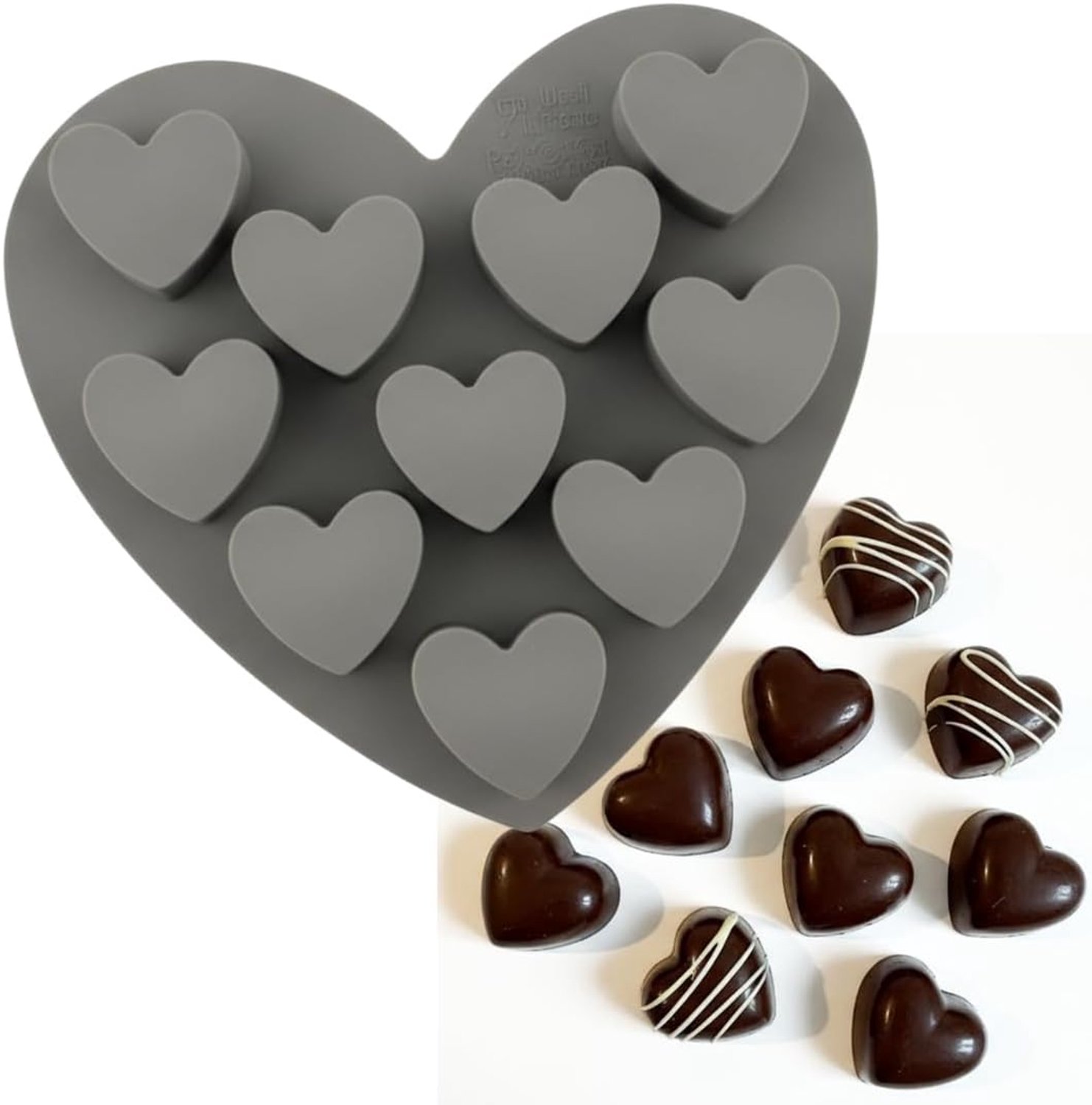 3D-siliconen chocoladevorm – bakvorm en koelkast – veelzijdig voor cake, ijs, kaarsen, snoep, gelei, lolly's – anti-aanbakvormen (hart met hart)
