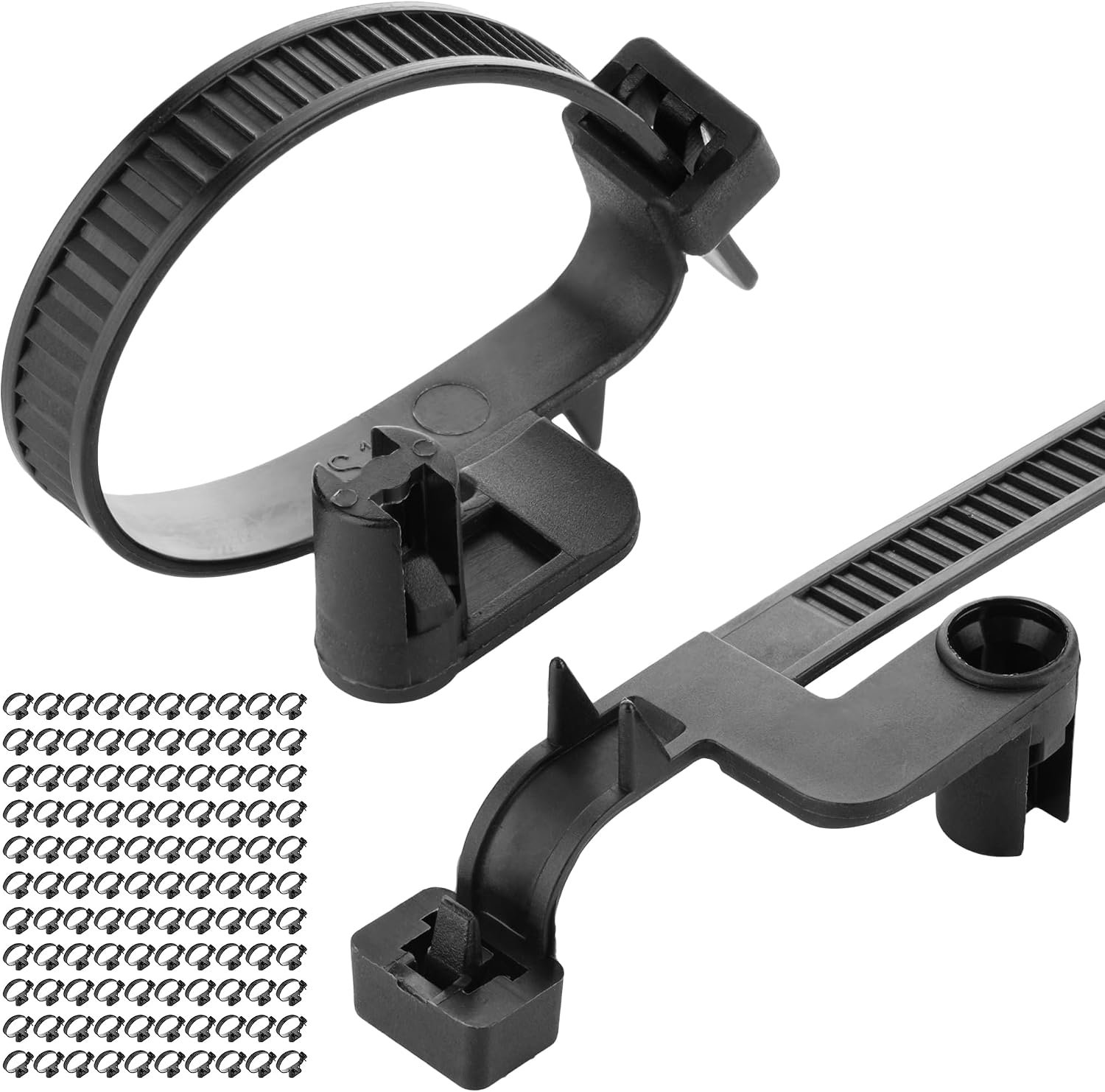 Quick-Release Nylon Wall Mount Cable Ties, 15.5cm x 8mm (100PCS) - Heavy Duty Reusable Zipper Ties for Electrical Cable Management and Wire Organizati
