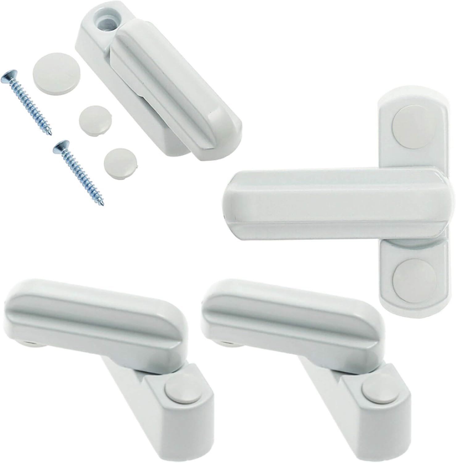 Set van 4 Raambeveiliging, Zinklegering Raamvergrendeling, Extra Veiligheidssloten voor Ramen en Deuren, T-vormig, Wit