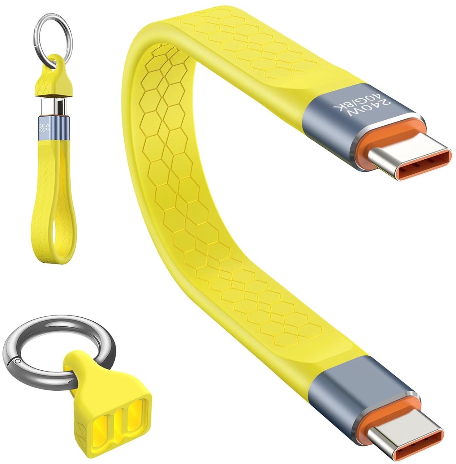Korte USB C-kabel 240W voor snelladen en dataoverdracht, 13 cm Type C oplaadkabel voor smartphones, tablets en laptops
