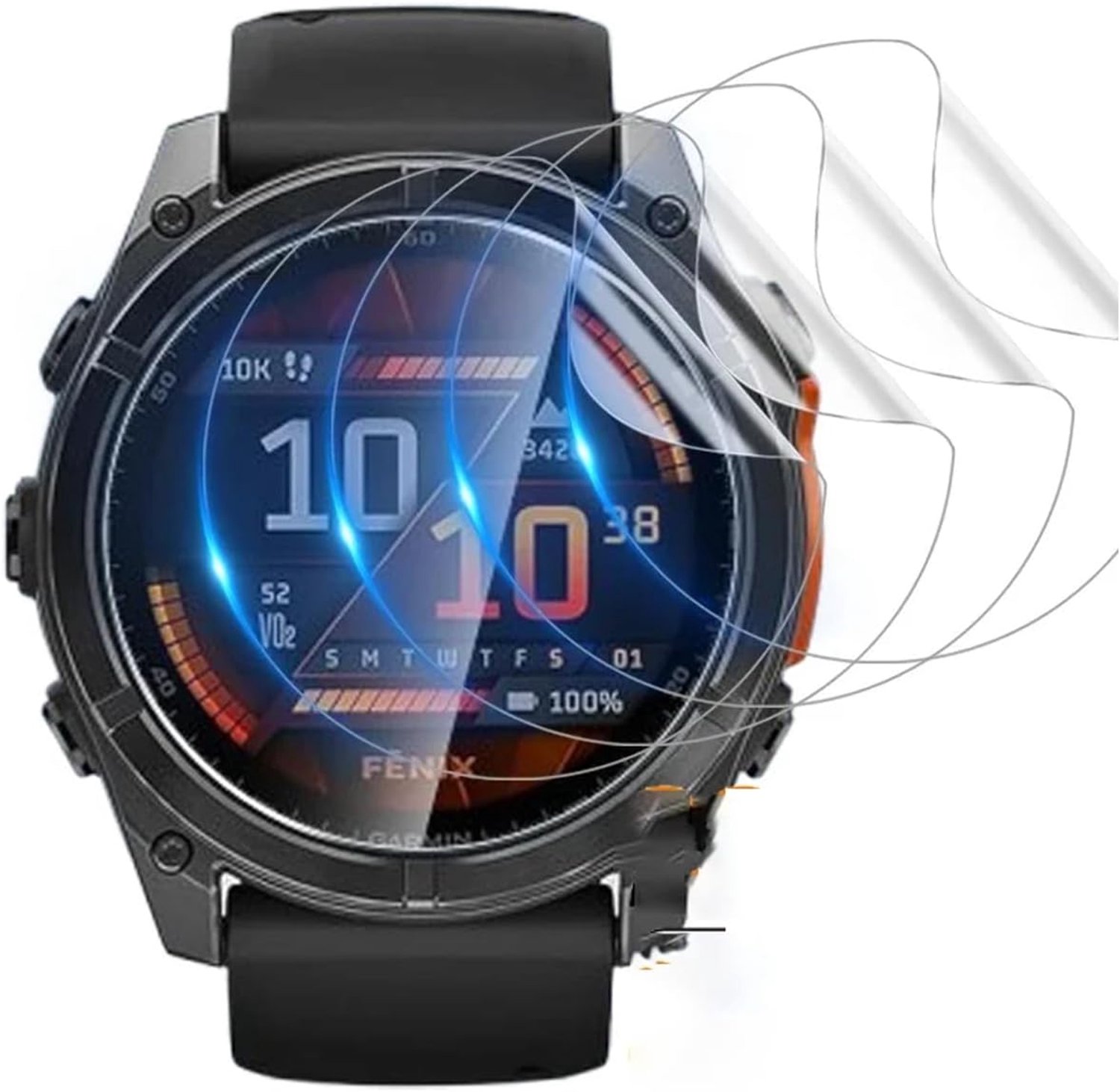 5 x hydrogel-displaybeschermfolie voor Garmin Fenix 8, 47 mm, smartwatch, transparant, flexibel, hoge resolutie