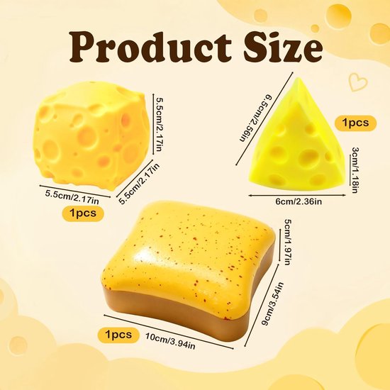 3 stuks squishy kaas en toast, stressbal kaas, squishy Slow Rising — afbeelding 4