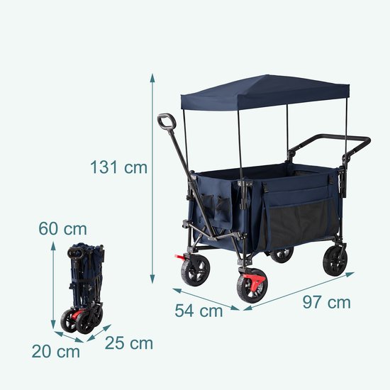 Bolderkar - 54x131x97 cm - blauw van Merkloos — afbeelding 4