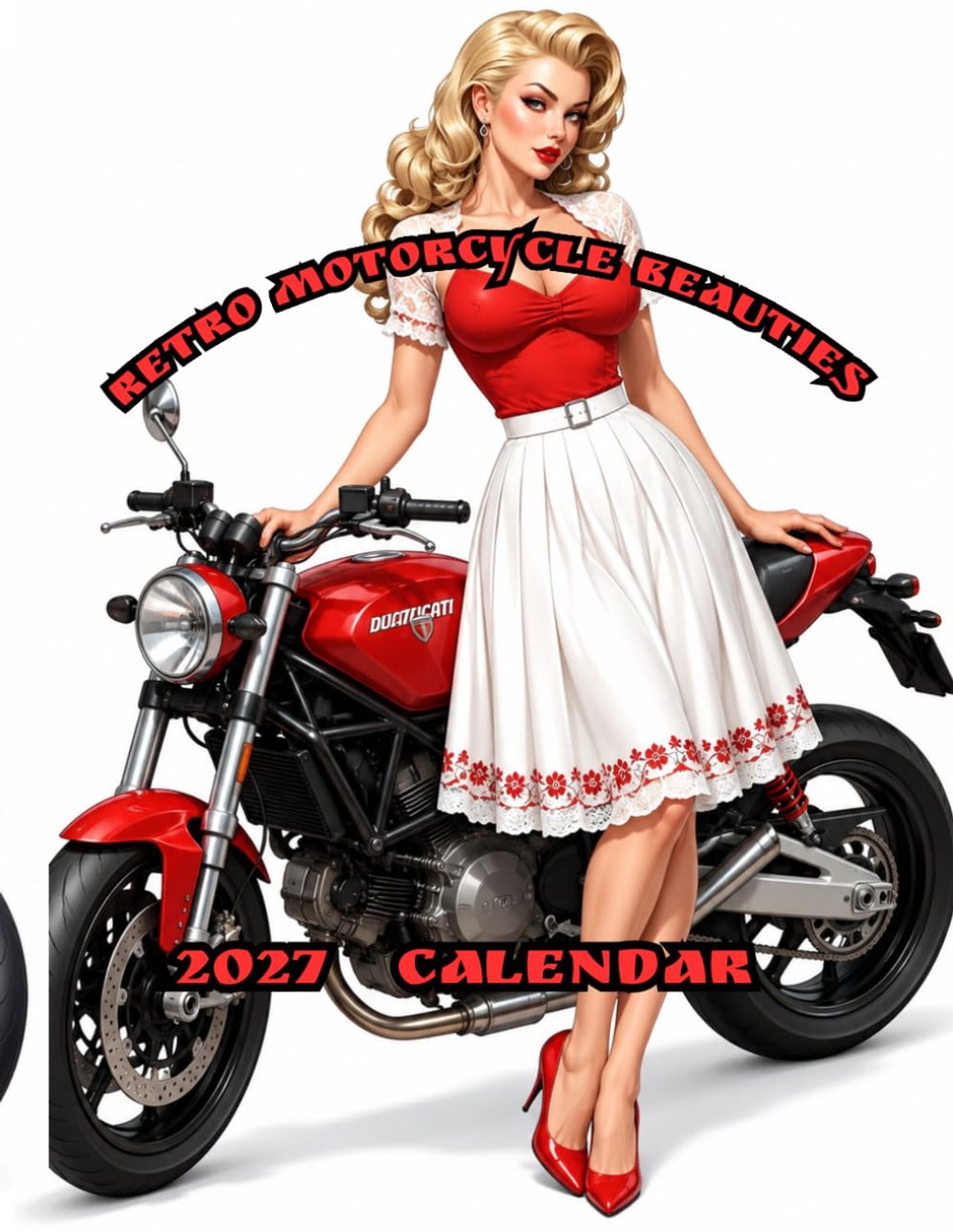 Retro Motorcycle Beauties 2027 Calendar - ShopVlot
