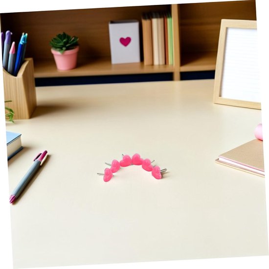 100 Stuks Roze Hartvormige Punaises met Sterk Klemvermogen voor Prikborden Decoratieve Notenhouders voor Kantoor Slaapkamer Valentijnsdag Muurdecoratie — afbeelding 3