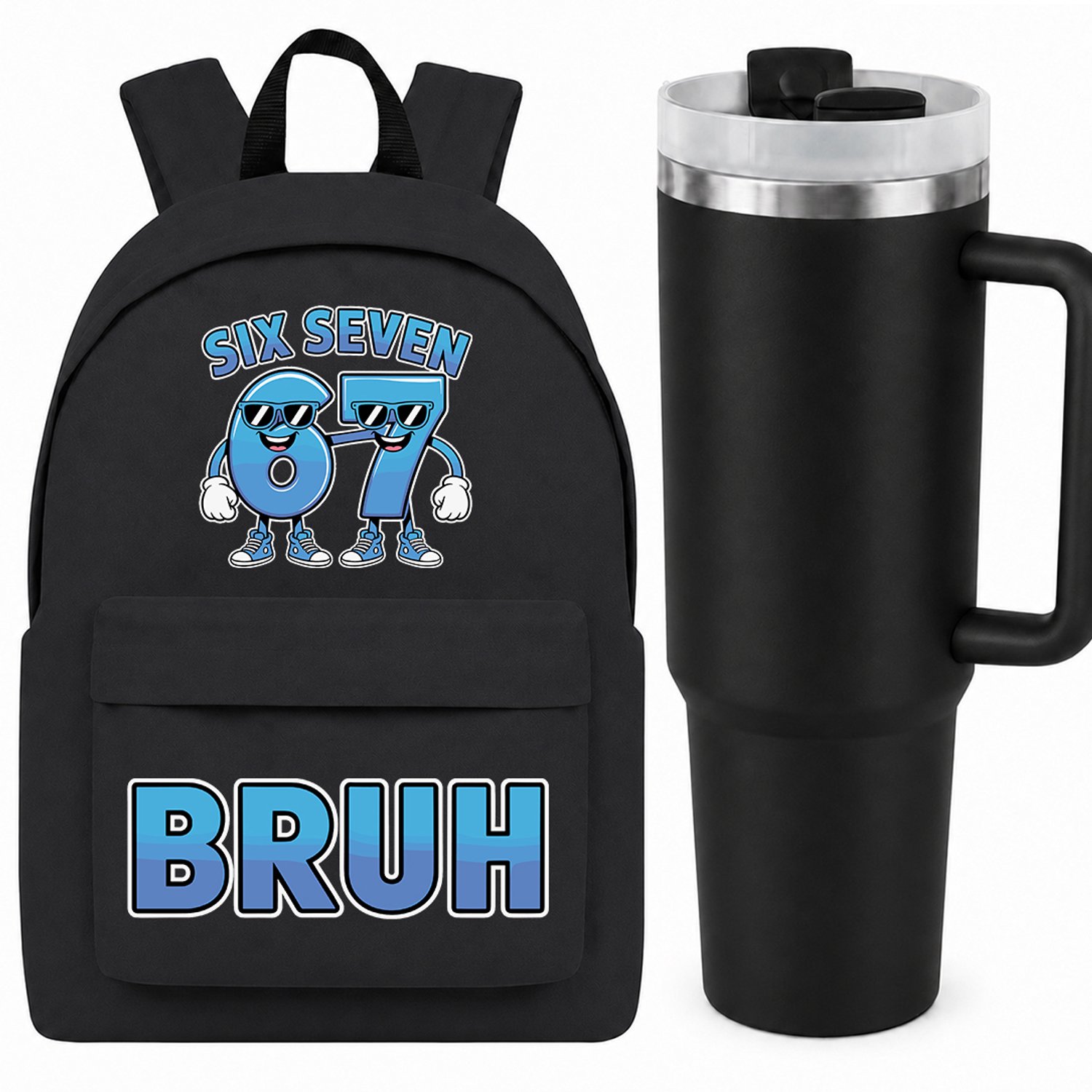 Zwarte Rugzak & Thermosbeker Set - 1.2L - Stijlvol & Praktisch