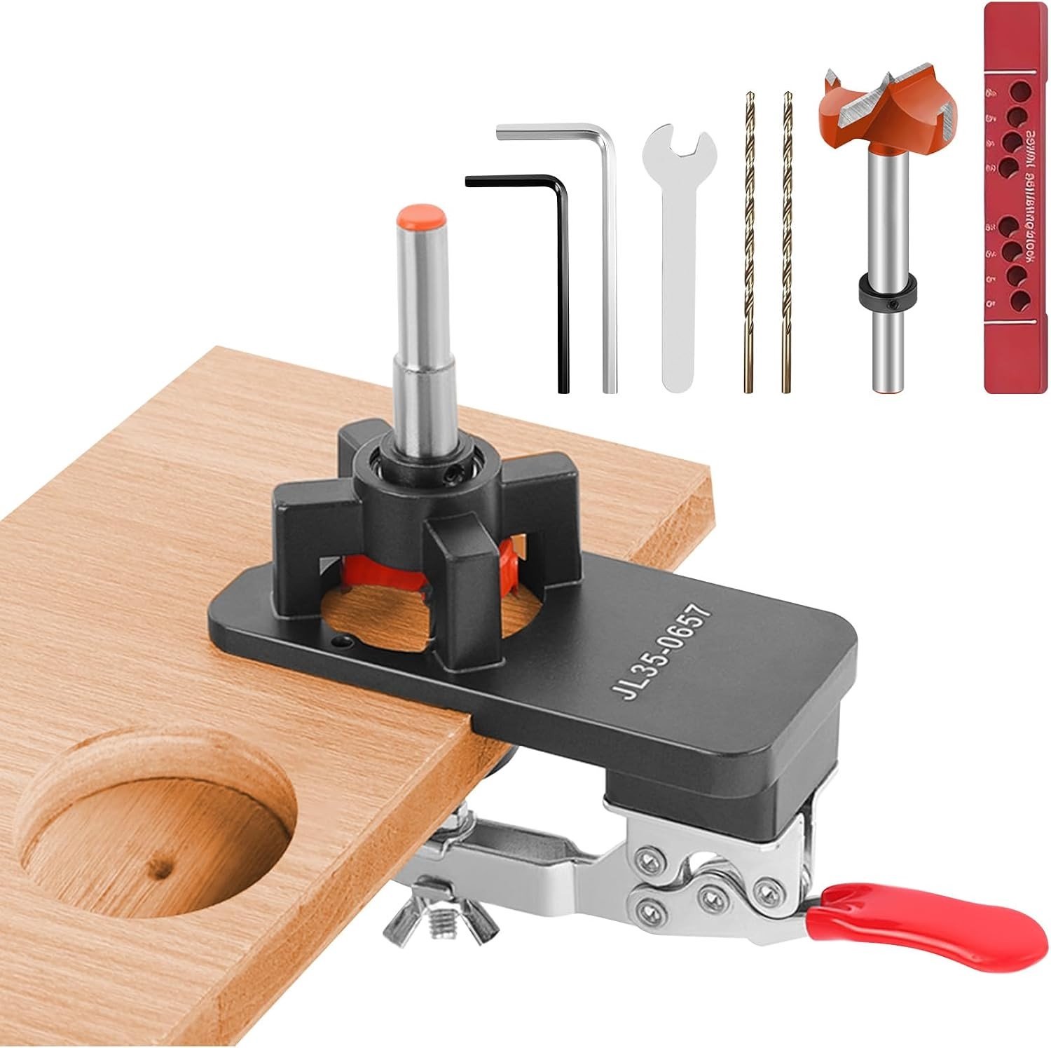 Precisie Deur Scharnier Jig voor Verborgen Deuren, Aluminium Gereedschap voor Houtbewerking, Ideaal voor Keuken en Kasten met Snelle Klem en Boorgat Puncher