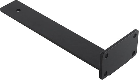 Set van 4 Zwarte Planksteunen, 250 x 5 mm, 90 Graden Plankondersteuning, Sterke Wandmontage voor Kantoor, Woonkamer en Keuken — afbeelding 3