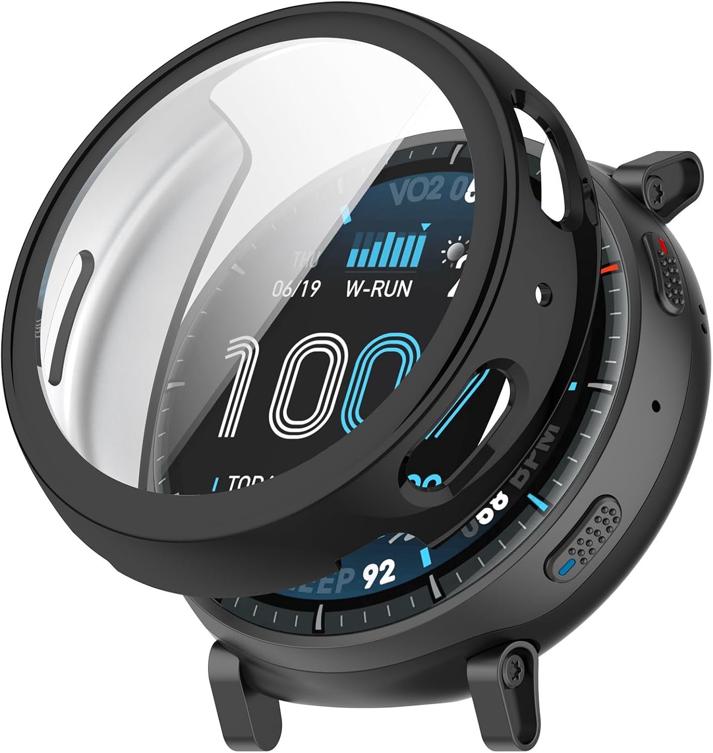 Beschermhoes compatibel met Amαzfit Active Max A2557, siliconen hoes met displaybescherming, schokbestendig, reservehoes voor Active Max Smartwatch, accessoires (zwart)