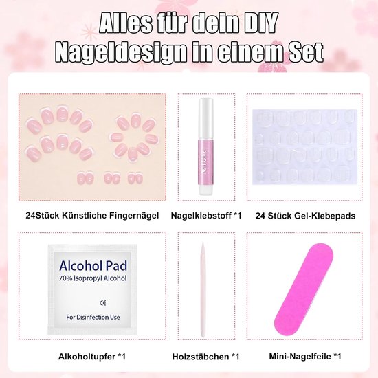 24 stuks korte kunstnagels om op te plakken, vierkant, Franse vorm, om op te plakken, kort, kunstnagels met nagellijm, volledige dekking, nageltips voor manicure, doe-het-zelf, wit, Frans — afbeelding 5