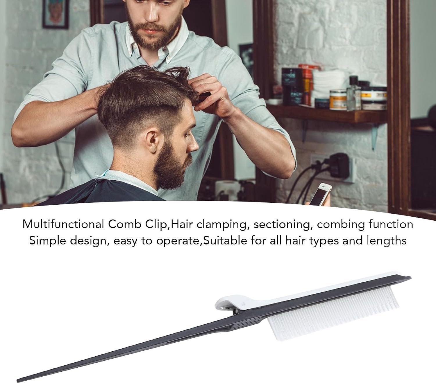 Multifunctionele Staartkam, Haarscheidingskam Styling Haarsectiekam Professionele Haarplaagkam voor Salon Thuisgebruik, Kunststof, 2 STUKS