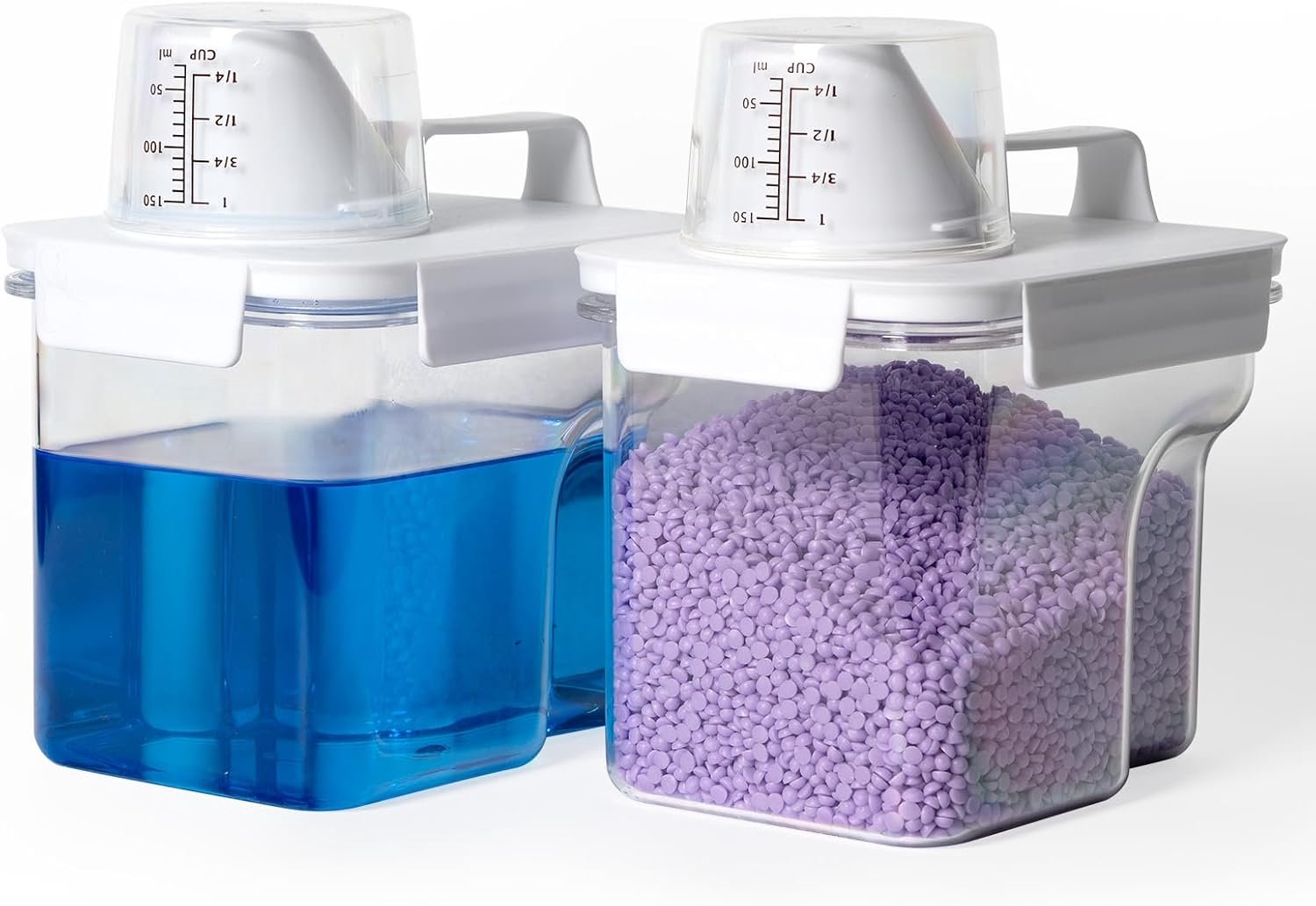 Wasmiddelcontainer, 2 stuks - 50 oz wasmiddeldispenser voor wasruimte, wasgeurkralen, poeder, bleekmiddel, zeep, opslag en organisatie van wasverzachter.
