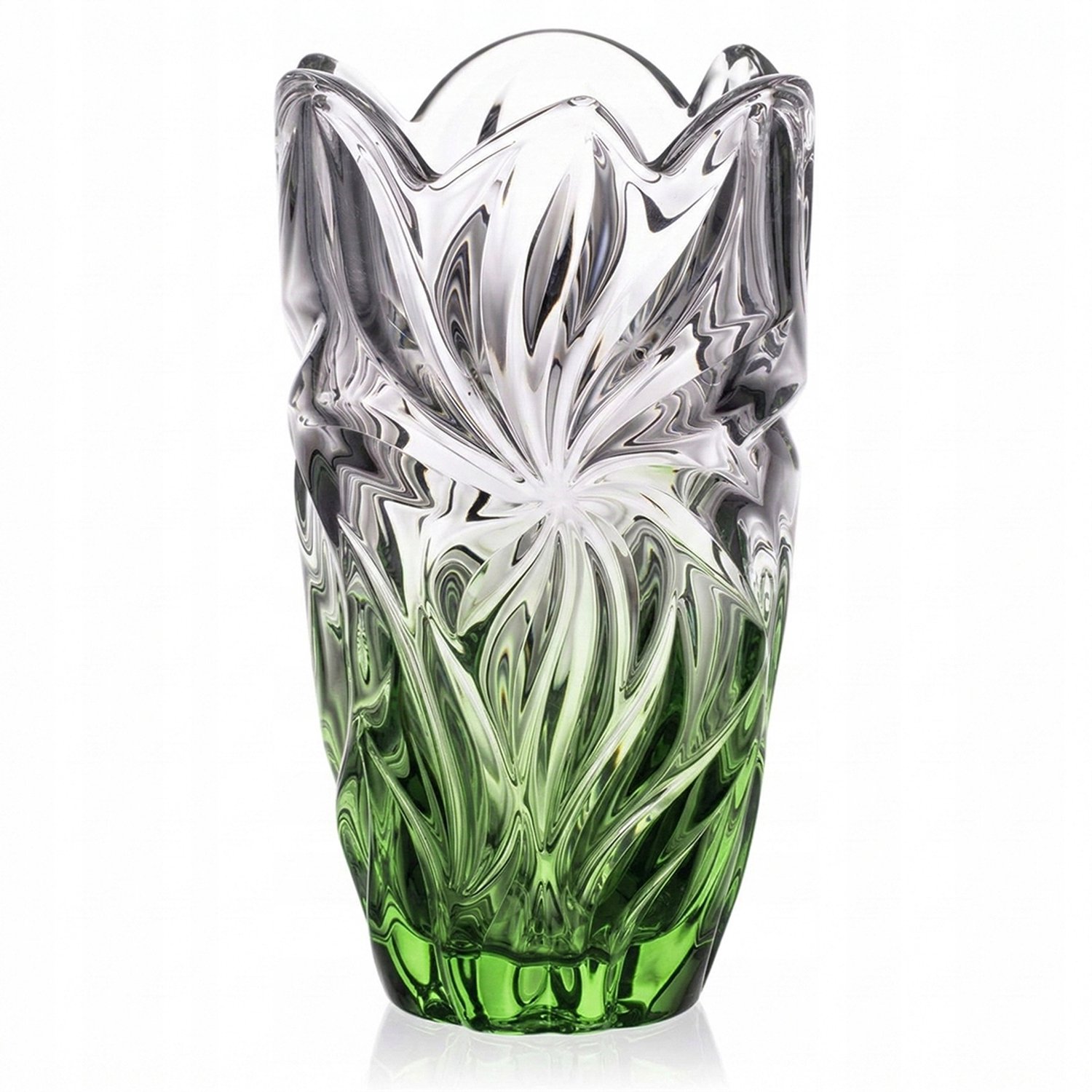 Bohemia Flora Vaas Groen Gradient 28cm Kristal
