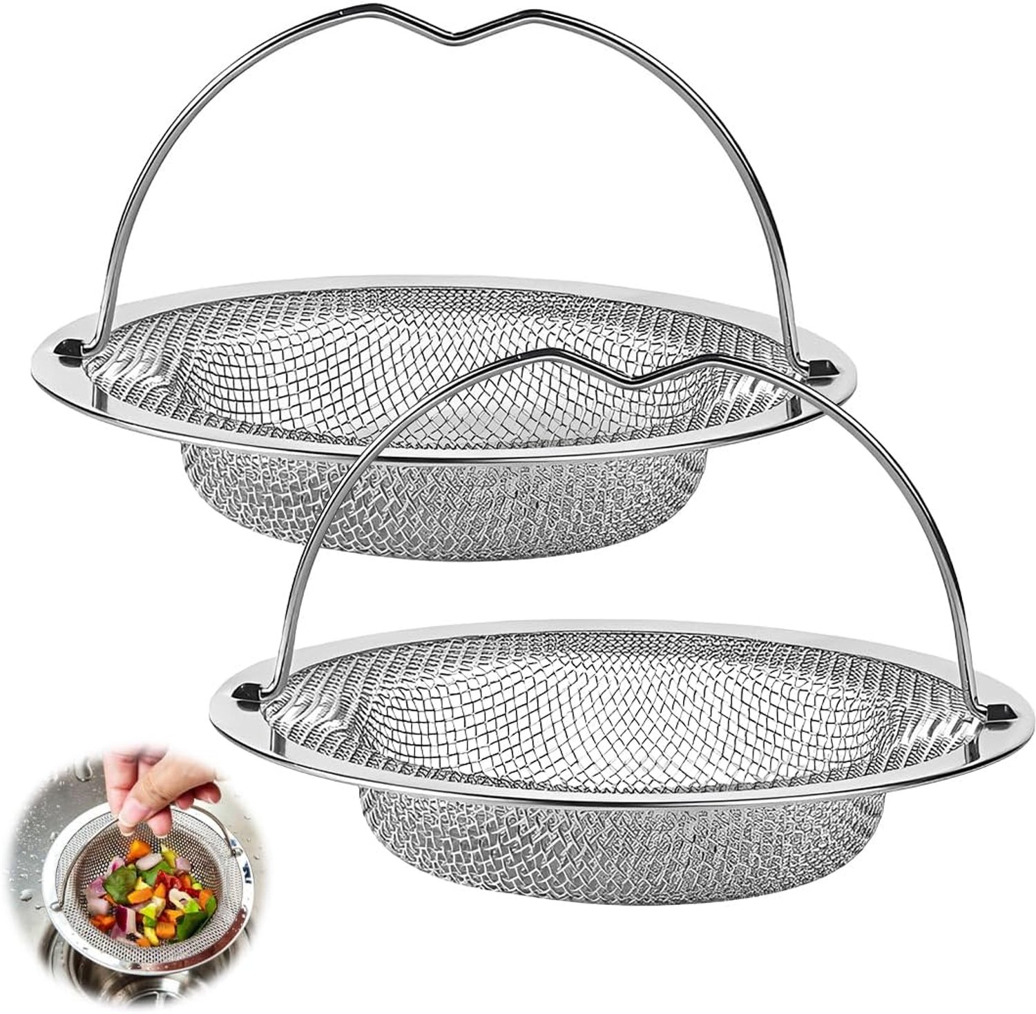 Roestvaststalen afvoersieb sieb voor spoelbak met handgreep bescherming tegen verstopping buitendiameter 11 cm binnendiameter 6 5 cm hoogte 2 cm