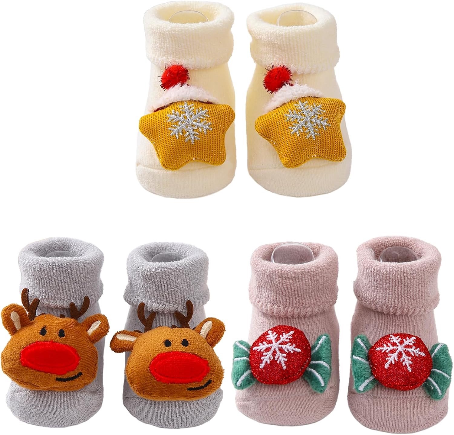 Schattige Baby Rammelaarsokken voor de Winter, Antislip, Geschikt voor 0-12 Maanden, Perfecte Baby Speelgoed en Cadeau