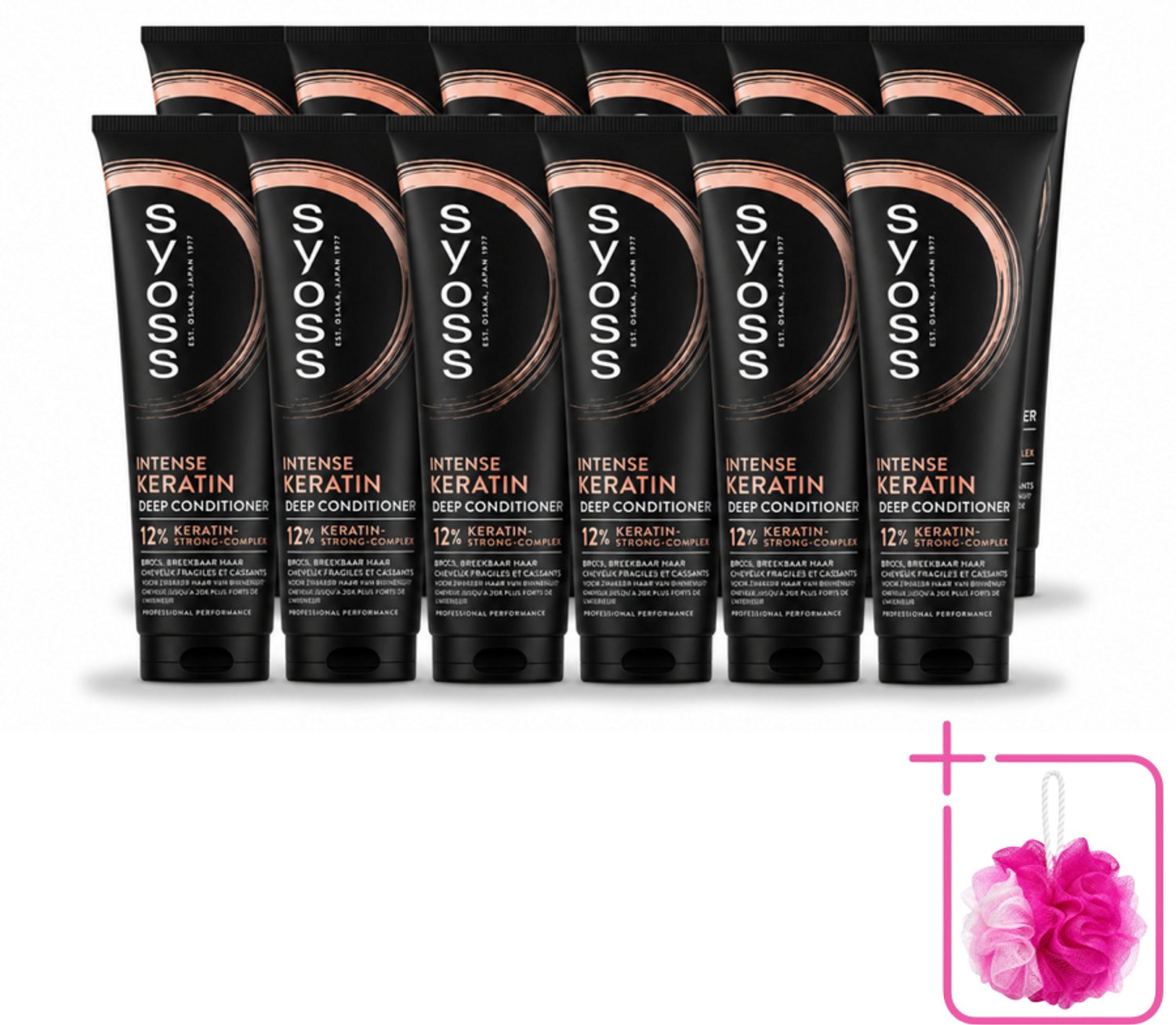 12 x Syoss - Keratin Conditioner - 250 ml - Bulkverpakking - Keratine conditioner - Douchemop - Krachtig haar