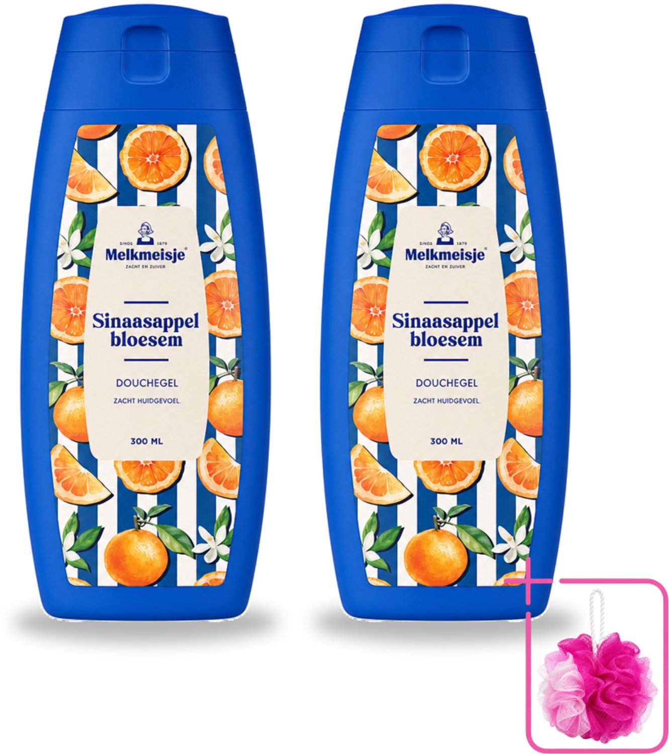 2 x Melkmeisje – Douchegel – Sinaasappelbloesem – 300 ml - Bulkverpakking - Douchegel sinaasappel - Douchemop - Douchegel sinaasappelbloesem