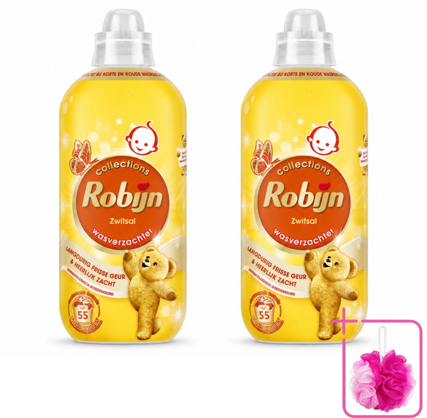 2 x Robijn – Wasverzachter – Zwitsal – 1,1 L - Bulkverpakking - Wasverzachter - Douchemop - Wasgeur