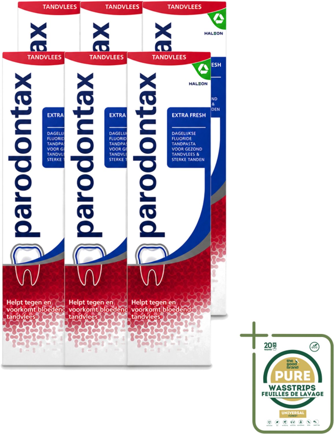 6 x Parodontax – Tandpasta – Extra Fresh – 75 ml - Wasstrips - Tandpasta Voor Bloedend Tandvlees - Gezond Tandvlees - Tandpasta Met Fluoride - Frisse Mond - Tandpasta Extra Fresh