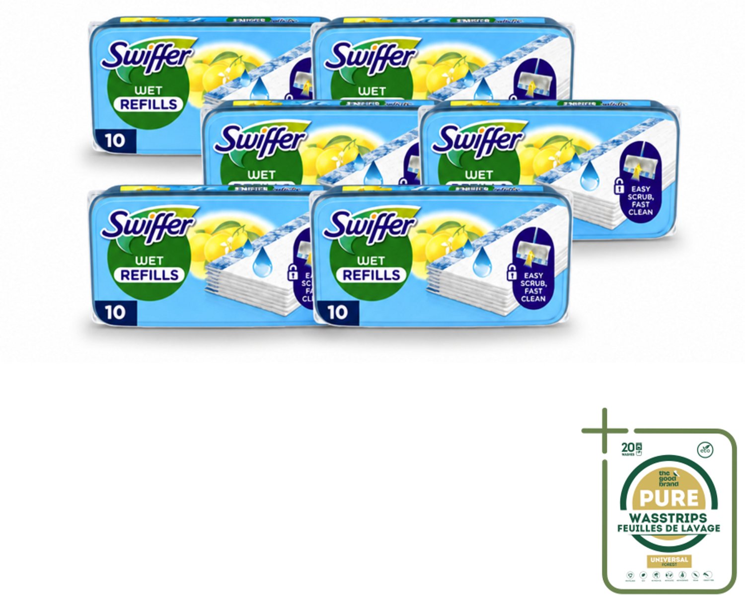 6 x Swiffer - Vloerdoekjes – Citrus Fresh – 10 doekjes - Wasstrips - Vloerdoekjes - Schoonmaken - Dweilen - Vloerdoekjes Navullingen - Citroengeur