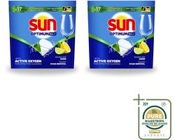 2 x Sun - Vaatwascapsules - Citroen - 17 capsules - Wasstrips - Vaatwasmiddel Citroen - Vaatwascapsules - Reinigingsmiddel - Vaatwasser - Glans