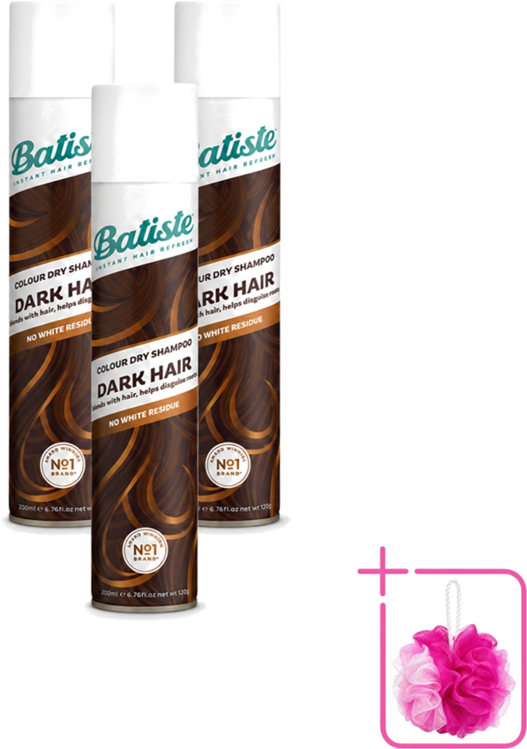 3 x Batiste - Dark & Deep Brown - Droogshampoo - Speciaal Voor Donkerbruin Haar - Verfrist en Geeft Volume - 200ml - Bulkverpakking - Donker haar - Douchemop - Droogshampoo