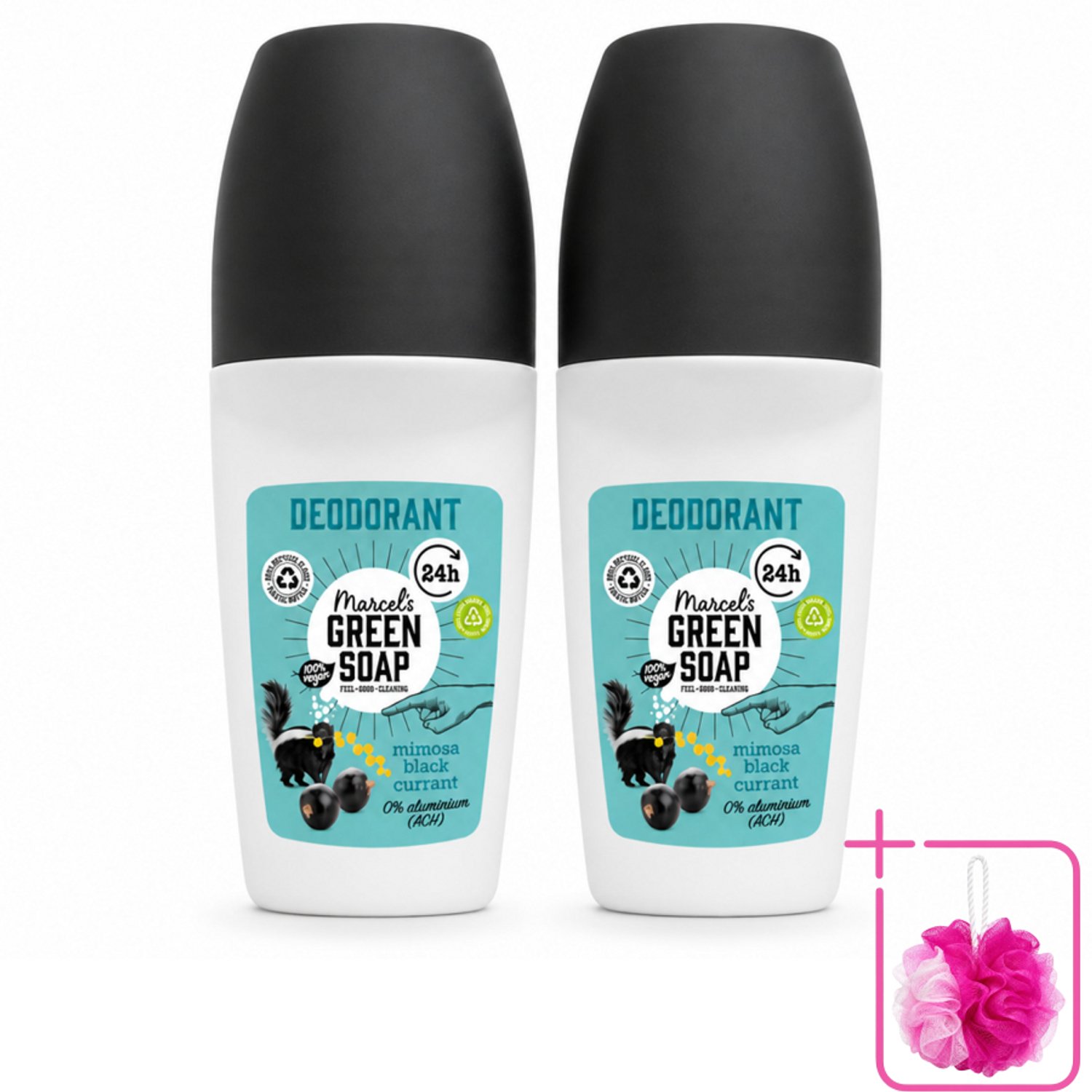 2 x Marcel's Green Soap - Deodorant Roller - Mimosa & Blackcurrant - Langdurige frisheid - 50 ml - Bulkverpakking - Deodorant - Douchemop - Deodorant Roller