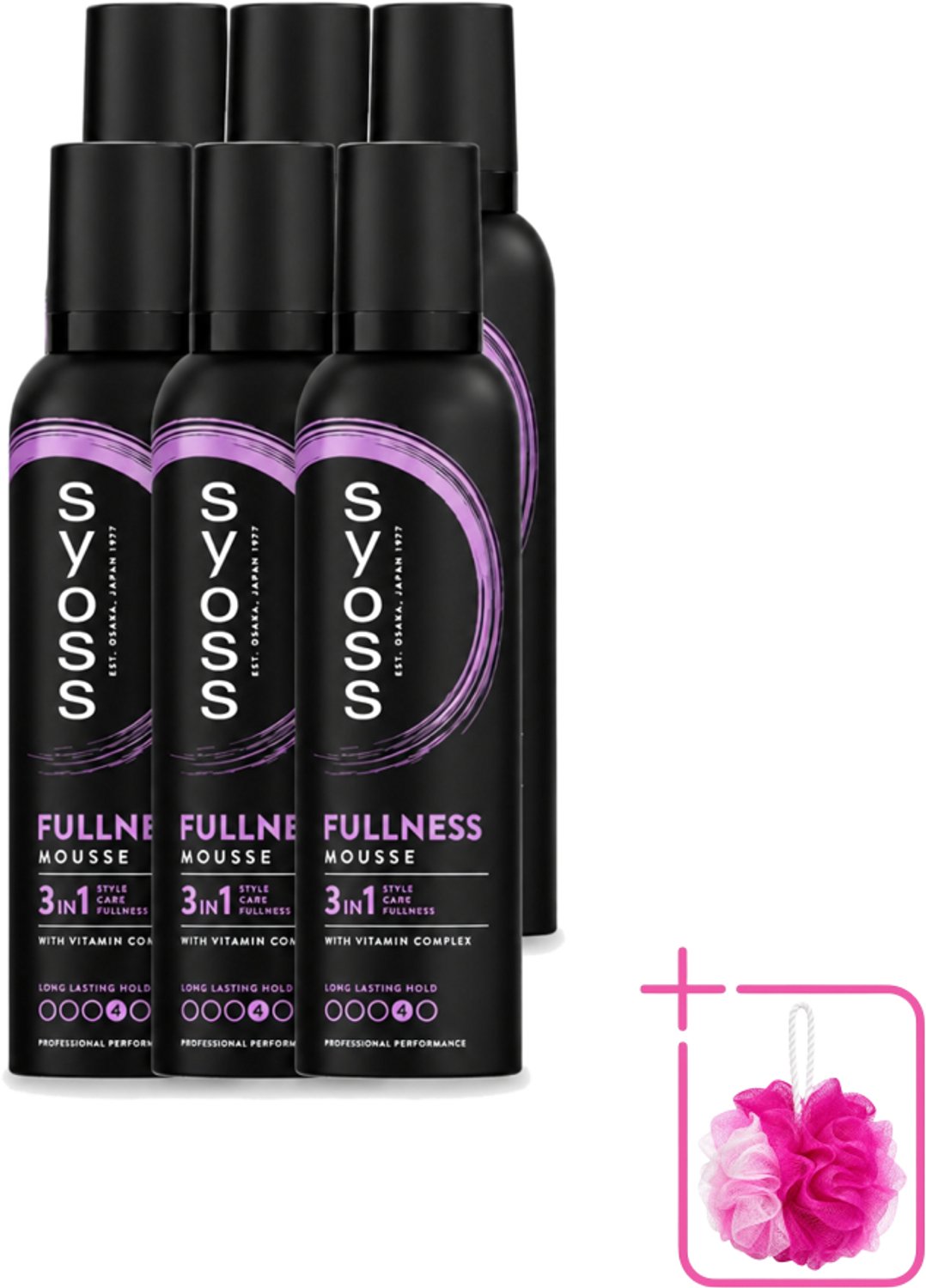 6 x Syoss - Fullness - Haarmousse - Lichtgewicht Volume - 250 ml - Bulkverpakking - Haarvolume - Douchemop - Haarmousse