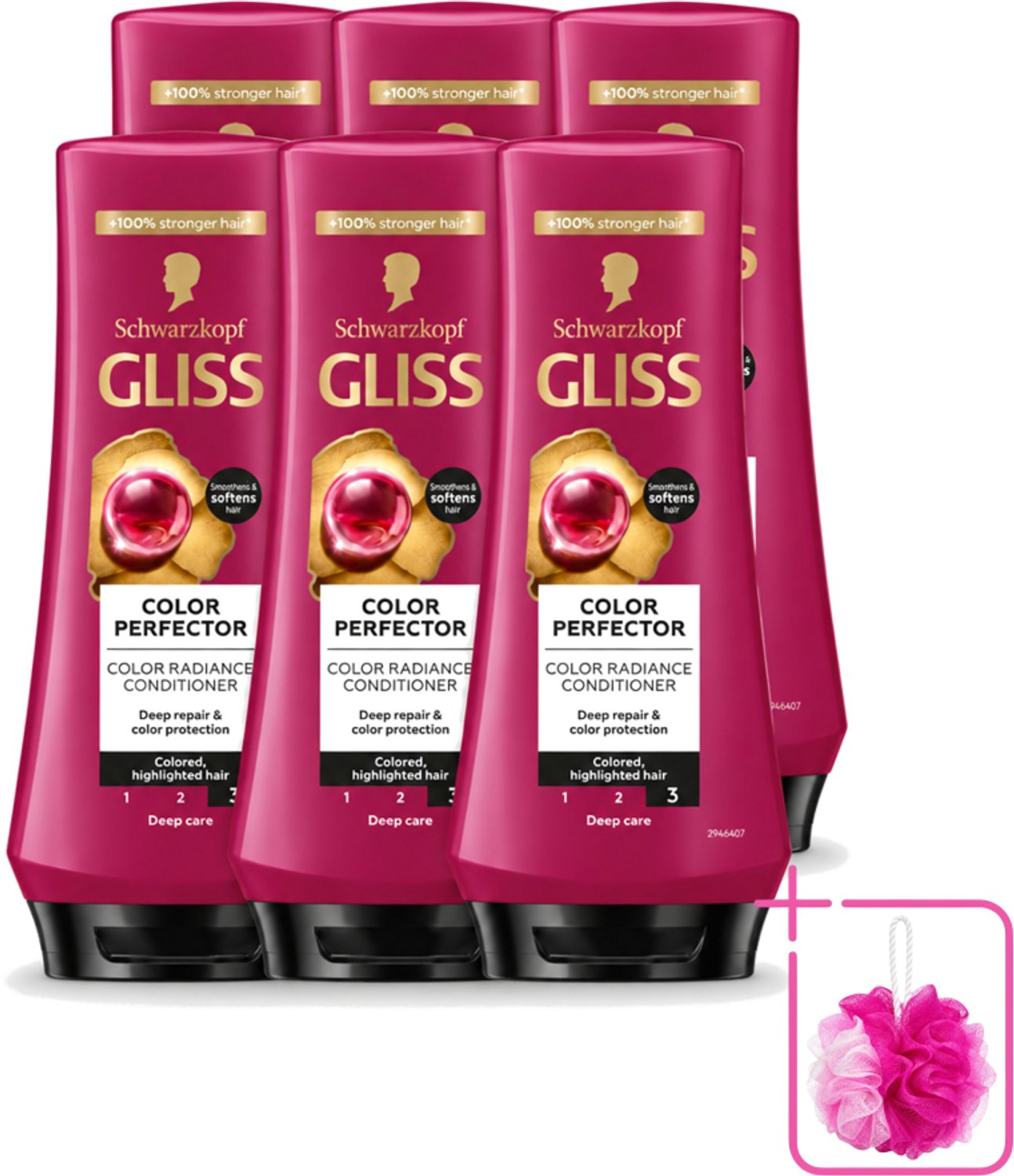6 x Gliss - Hair Repair - Conditioner voor Kleurbehoud en Glans - 200 ml - Bulkverpakking - Kleurbescherming haar - Douchemop - Glans haar