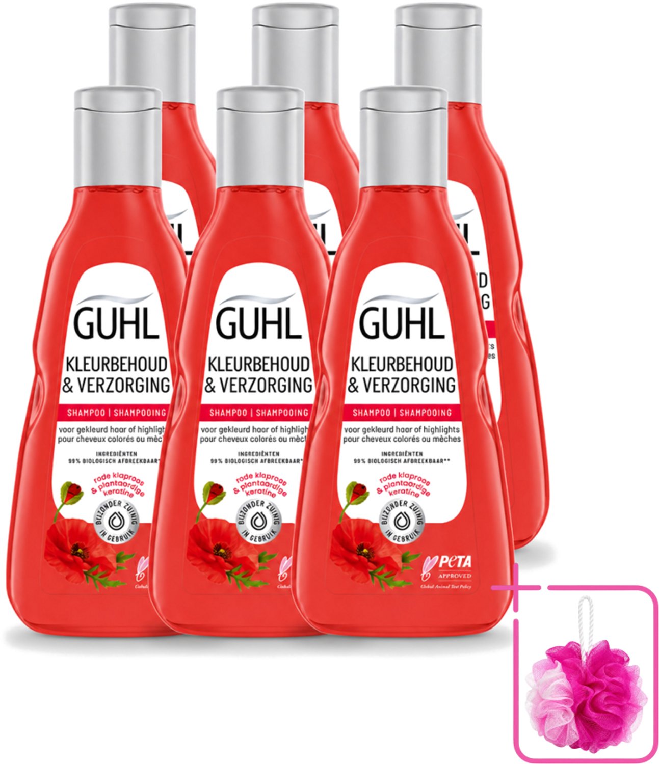 6 x Guhl - Shampoo - Kleurbehoud & Verzorging - 250 ml - Bulkverpakking - Kleurbehoud haar - Douchemop - Gekleurd haar verzorging