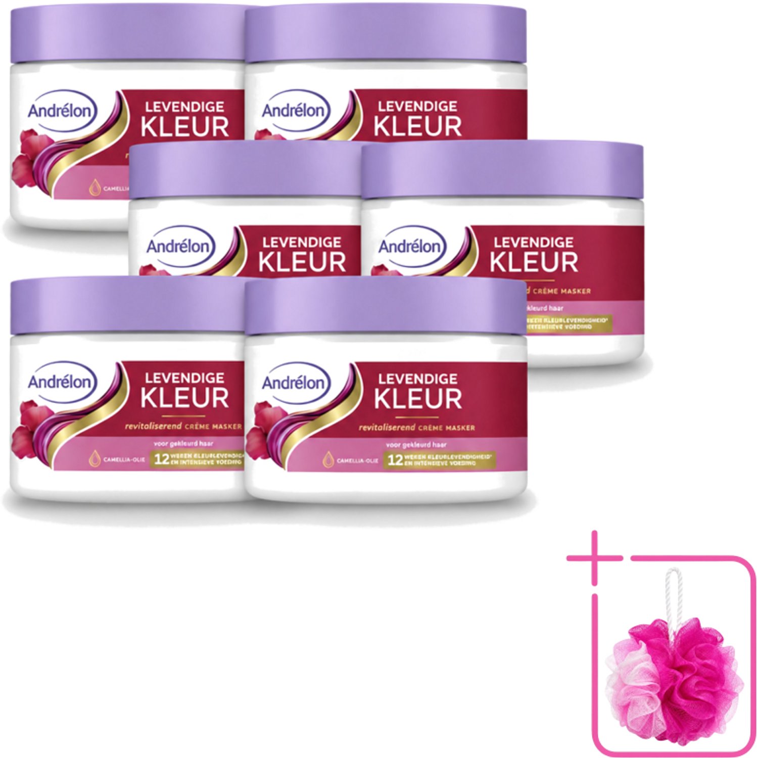 6 x Andrélon – Crème Haarmasker – Levendige Kleur – 300 ml - Bulkverpakking - Gekleurd haar verzorging - Douchemop - Kleur behoud