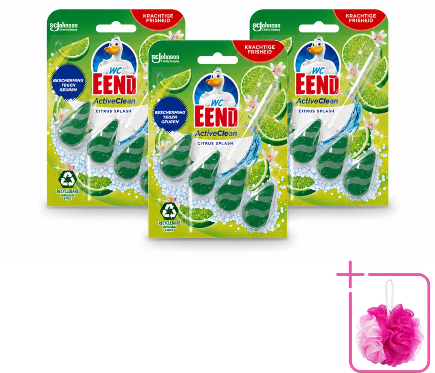 3 x WC Eend – Toiletblok – Active Clean – Citrus – 38 g - Bulkverpakking - Toiletblok - Douchemop - Toilet reinigen