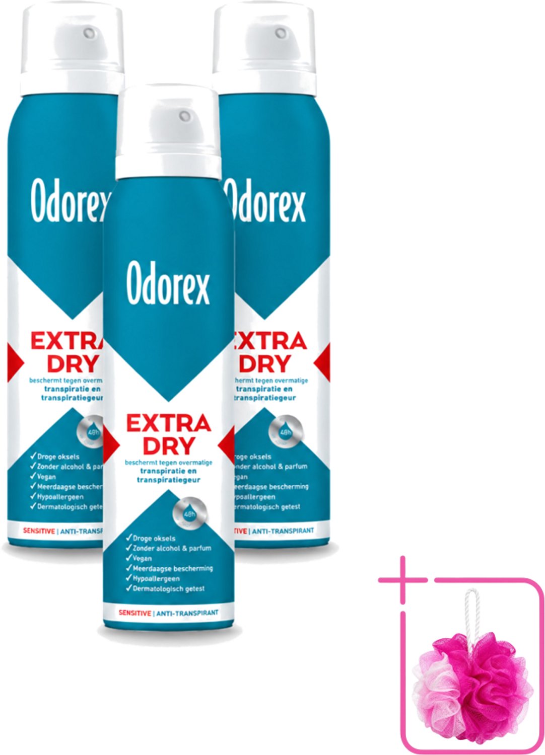 3 x Odorex – Anti-transpirant spray – Extra Dry Sensitive – 150 ml - Bulkverpakking - Antitranspirant spray - Extra droge