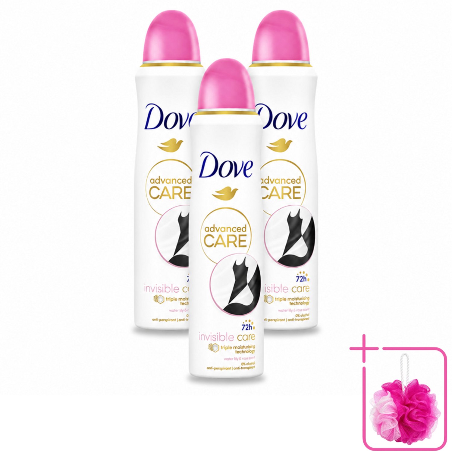 3 x Dove – Deodorant Spray – Invisible Care – 150 ml - Bulkverpakking - Anti-transpirant - Deodorant spray