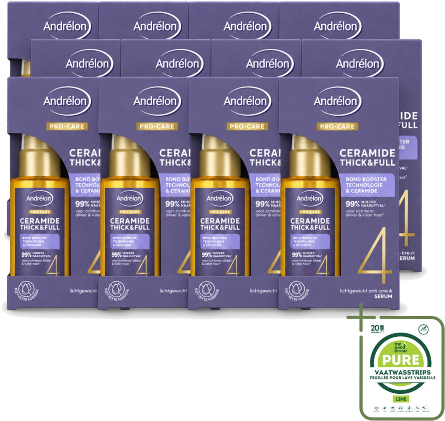 12 x Andrélon – Serum – Pro Care – 50 ml - Grootverpakking - Vaatwasstrips - Fijn Haar Verzorging - Dun Haar Verzorging - Haar Versterken - Haar Verdikken - Haar Beschermen