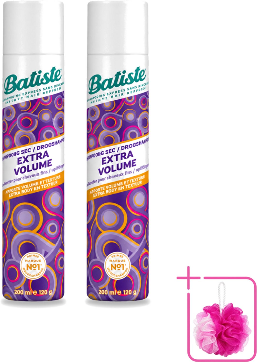 2 x Batiste - Extra Volume - Droogshampoo - Geeft Meer Volheid - Frist Vet Haar Op - 200ml - Bulkverpakking - Extra volume haar - Douchemop - Droogshampoo