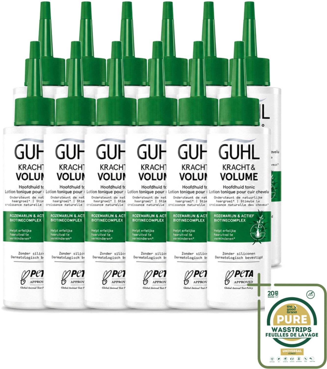 12 x Guhl – Scalp Tonic – Kracht & Volume – 125 ml - Wasstrips - Haaruitval - Haargroei - Haar Stimuleren - Hoofdhuid Tonic - Krachtig Haar