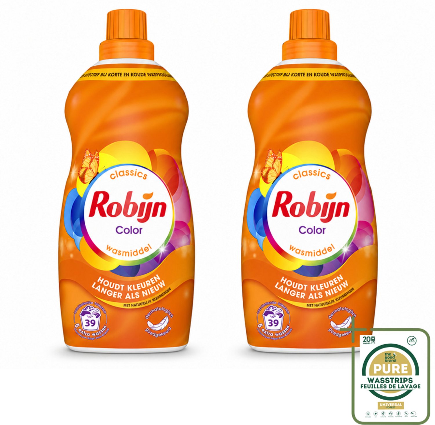 2 x Robijn – Vloeibaar Wasmiddel – Klein & Krachtig Color – 1,19 L - Wasstrips - Kleurbehoud - Kleurherstel - Vloeibaar Wasmiddel - Kleurserum - Koud Was