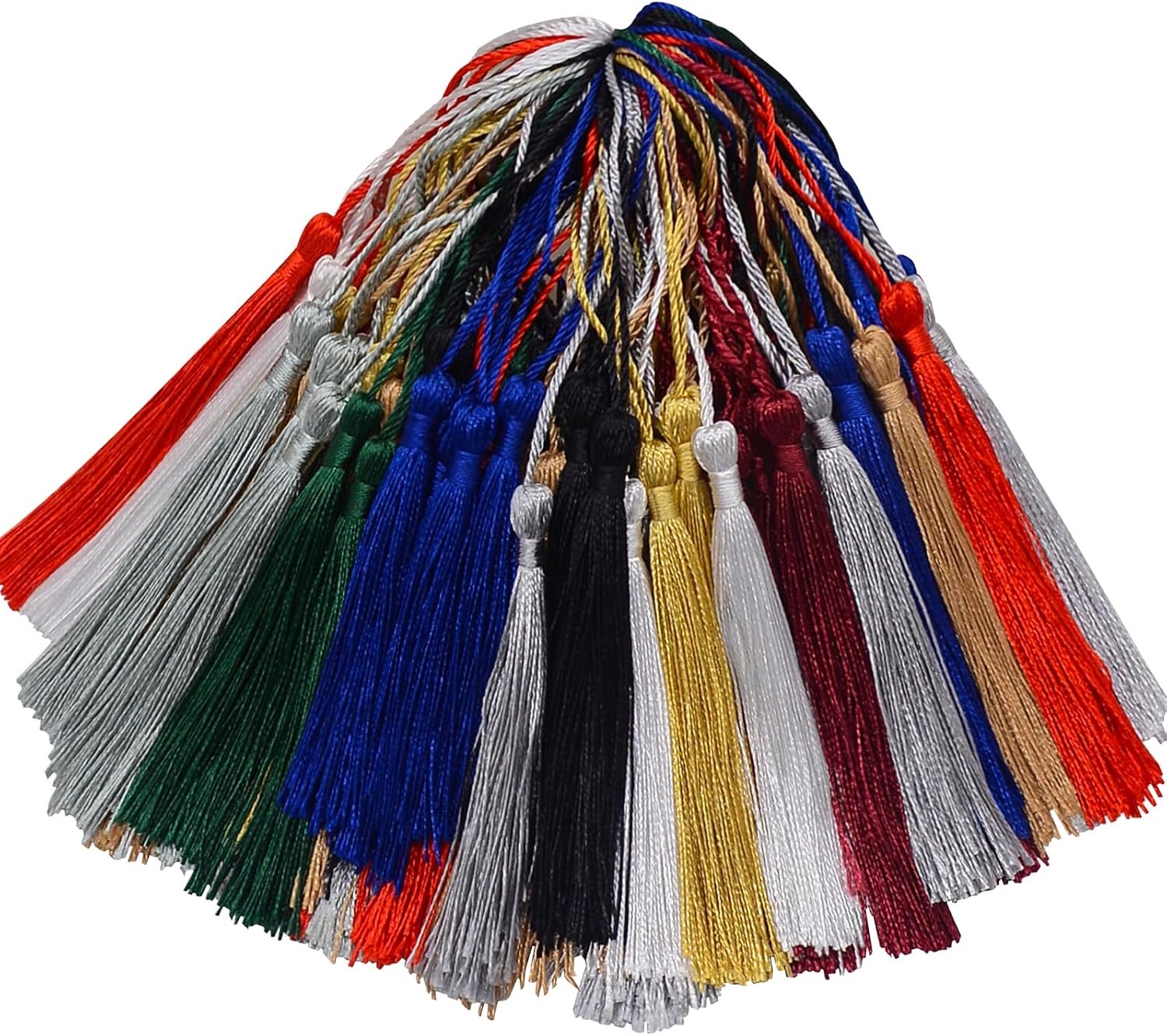 Mini bladwijzer kwastjes doe-het-zelf ambacht: 100 stuks zijdeachtige handgemaakte hanger kit voor sleutelhanger, slinger, afstuderen cap, gordijnen, sieraden maken, feestdecoratie, naaien, kussens en