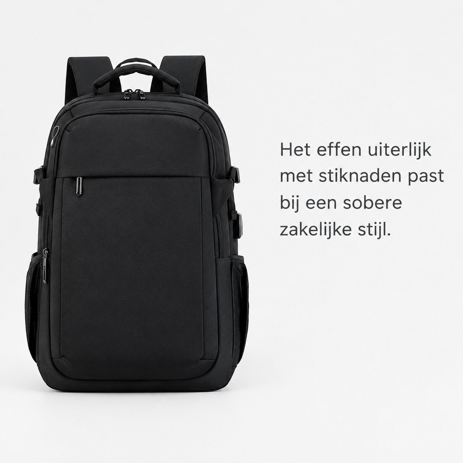 Rugzak - 20-35 L - effen zwart - voor dagelijks gebruik en woon-werkverkeer