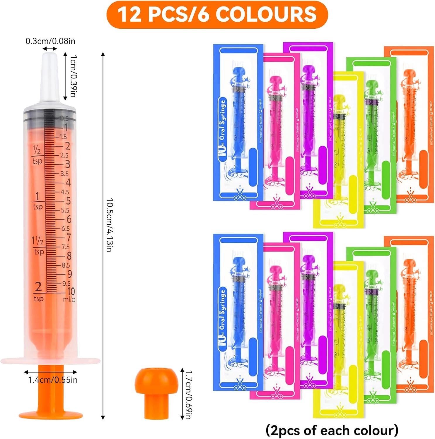 Wegwerpspuiten - Multi-kleurig - 10 ml - Kunststof - Voor Dierenvoeding en Vloeistoffen