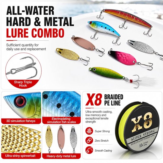 680 stuks visspullen set, gemengd vissersaas kit met aashaken vistang visschaal voor snoek, forel, baars, 3-laagse viskoffer geschikte visuitrusting compleet voor beginners en professionals — afbeelding 3