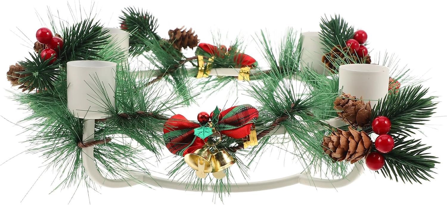 Witte Ijzeren Adventskaarsenhouder met Taper Kandelaarhouders Feestelijke Tafeldecoratie voor Kerst Geschikt Middelpunt voor Eetkamer Familievieringen