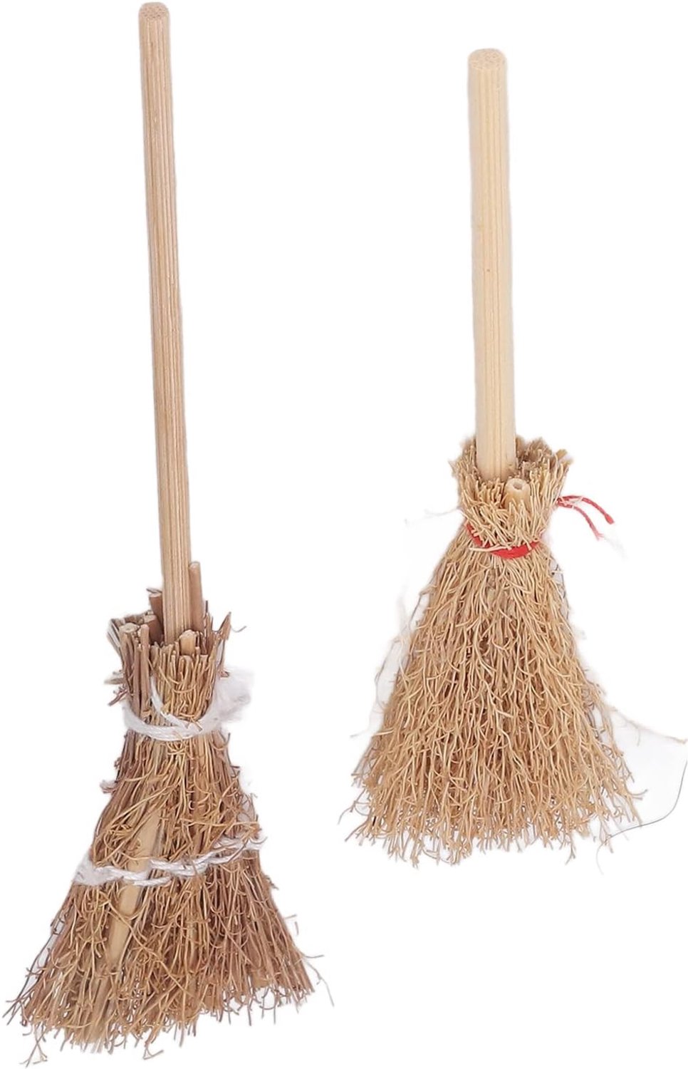 Eacam Mini Heksenbezem, Stro Bamboe Mini Bezem 14CM 10CM, Halloween Stro Craft voor Cosplay Schoolfeest, Kleine Bezem Stok Decoratie met Touw, Miniatuur Tuin en Poppenhuis Accessoire